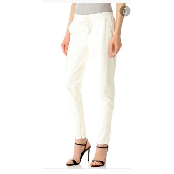 Vince Pants - Vince White Lamb Leather jogger pants - xs